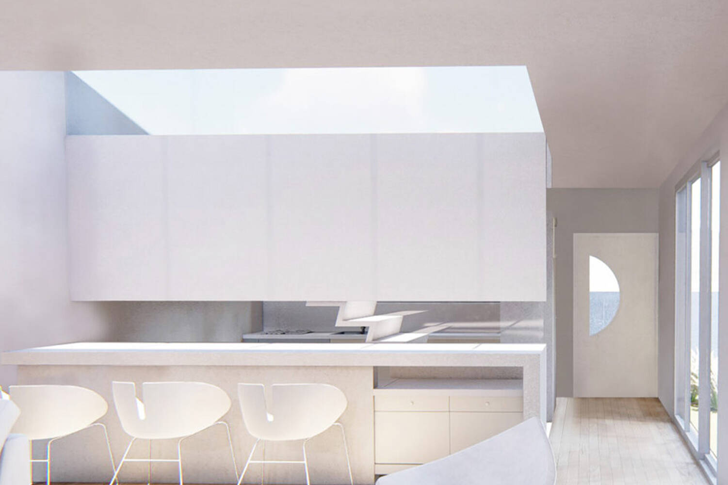 Villa contemporaine en équerre intégrée dans son jardin à La Réunion, projet d'architecture NFAU.